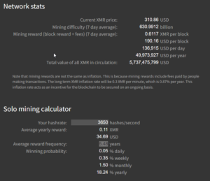 monero mining stats