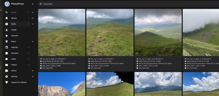 PhotoPrism search